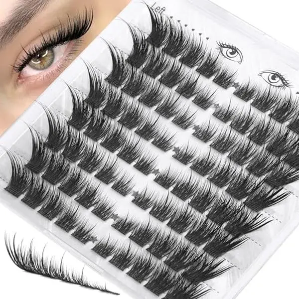 Zegaine Cat Eye Lash Clusters LC Curly Pre-Mapped Fox Eye Eyelash Clusters | Wispy Cluster Eyelash Extensions With Spikes Cat Eye Lashes Clusters 6-20MM Long Foxtail Lashes Anime Individual Lashes