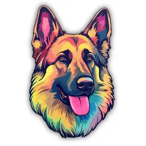 Color Art German Shepherd Cut To Shape Vinyl Sticker (Automotive, Window, Water bottle)