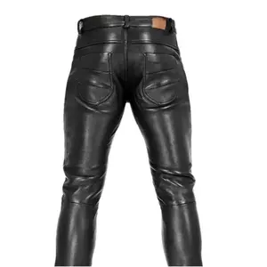 Men’s Punk Retro PU Leather Slim-Fit Stretch Pants — Spring/Autumn, Fashion Motorcycle Trousers