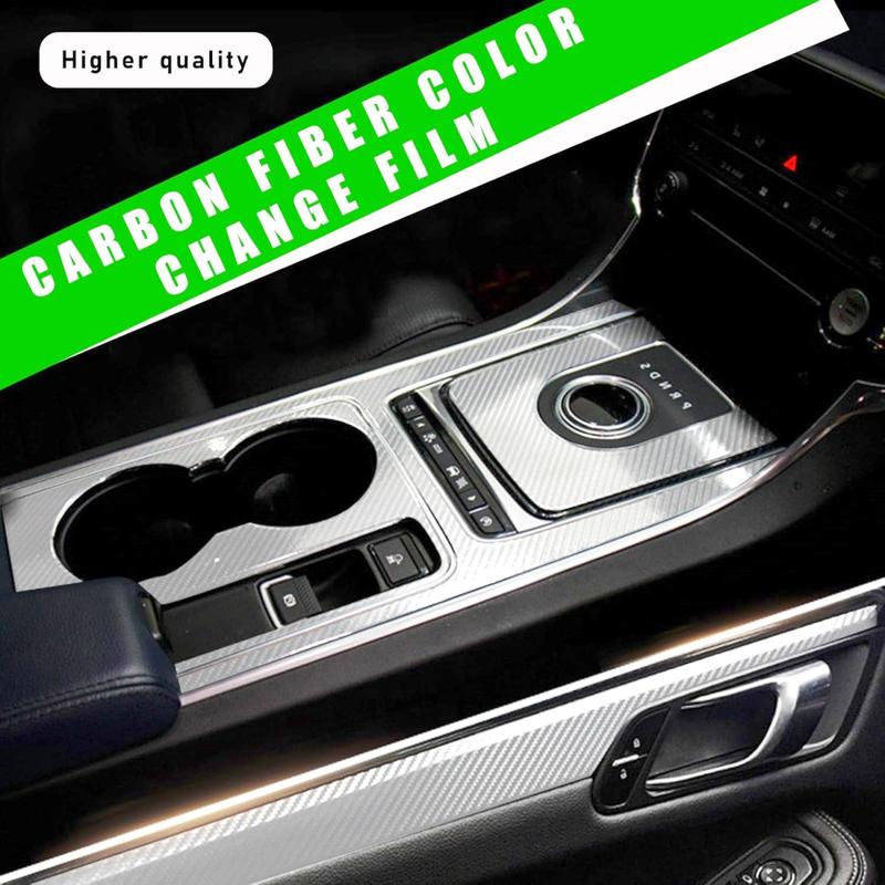 7D Carbon Fiber 5FT x 0.7 FT Vinyl Wraps with Cutter and Hand Tool Kit, Car DIY Wrap Vinyl Roll Film Self-Adhesive Twill Weave Sheet Sticker Air Release Technology, Car Internal and External Decoration Accessories 60 x 8 inch