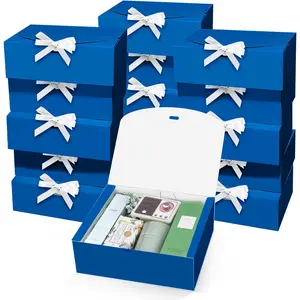 15 count  Boxes with , Blue 10X8X4 Inch  Boxes, Bridesmaid Proposal Box with Ribbon,  Paper Boxes for Wedding, Packaging, Present, Birthday, Christmas, Party