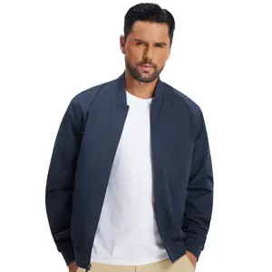 MAELREG Mens Bomber Jacket Lightweight Casual Golf Windbreaker Spring Fall Full Zip Up Coat Jackets for Men with 4 Pockets