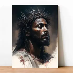 1pc African American Jesus Canvas Art Print - Modern Black Christian Portrait, Religious Wall Decor for Home & Office, Spiritual Artwork, Ideal Gift, Religious Wall Art