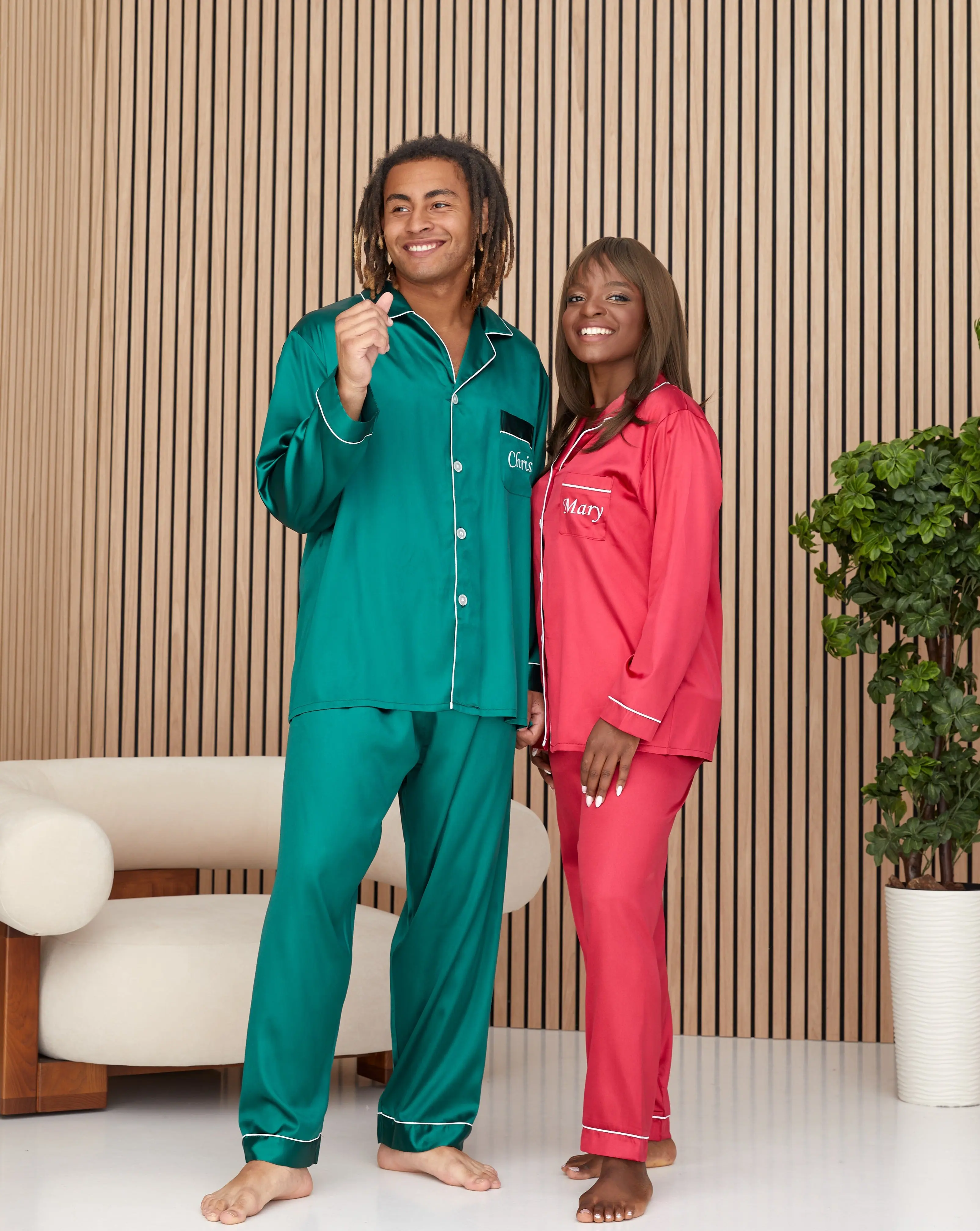 Christmas Matching Satin Pjs for Couple