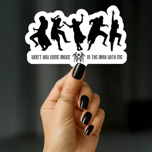 Sleep Token Vessel Dancing Silhouettes Sticker with Lyric “Won’t You Come Dance in the Dark with Me,” Dark Aesthetic Band Sticker for Notebooks, Laptops & Water Bottles, Perfect for Worship Fans, Alt Girls, Metalheads & Alternative Music Lovers