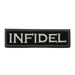 Infidel Name Tape Tactical Patch w/ Hook & Loop Backing - Black/White