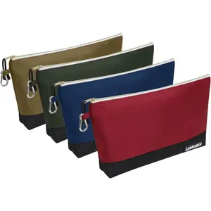 Zipper Tool Bag, Stand-Up Tool with Carabiners,Bag,Resistant Bag,12x6.8-Inch Red/Brown/Blue/Olive 4 Pack