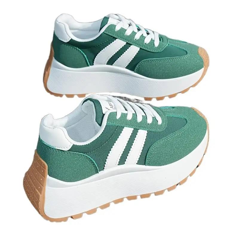 Women's Retro Platform Sneakers - Thick Height-Increasing Sole, Comfortable Fit, Female Sneaker for Daily Wear & Training, Walking Shoes, Athletic Shoes, Height Boosters
