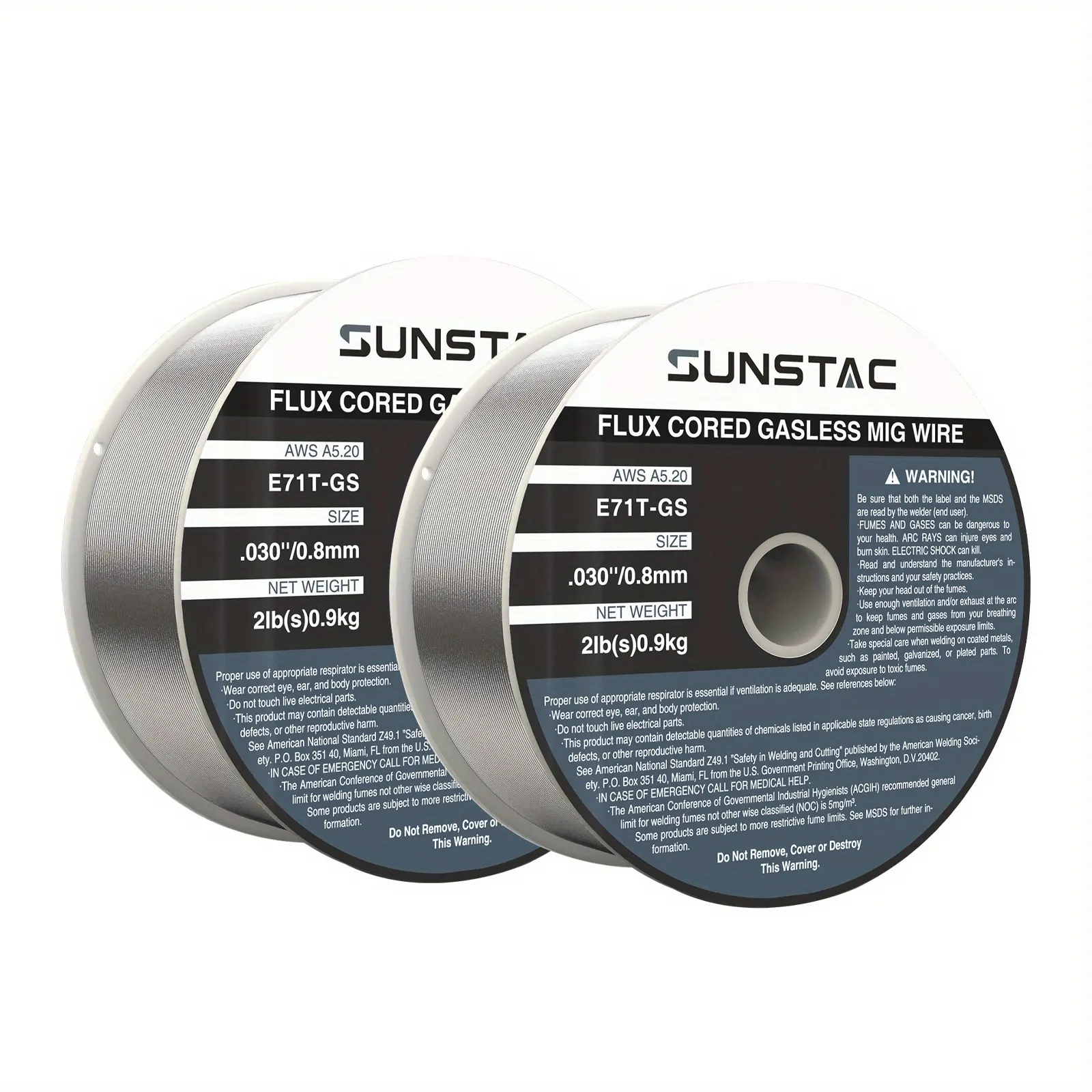 E71T-GS Gasless Flux Core Welding Wire .030" & .035" MIG Wire, 2LB Spool for Mild Carbon and Galvanized Steel, All Position Welding