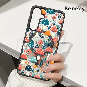Magnetic Phone Case Compatible with Galaxy S23 Ultra S24 Plus S25 S22+ FE Mushroom Fantasy Tapestry Clear Acrylic Hard Back Soft TPU Edge Non-Yellowing Protective Cover for Girl