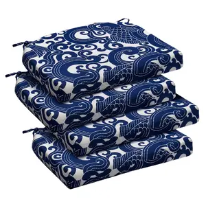 Downluxe Print Outdoor Chair Cushions for Patio Furniture, Water-Resistant Patio Chair Cushions with Ties, High Density Foam Outdoor Seat Cushion, 17" X 16" X 2"