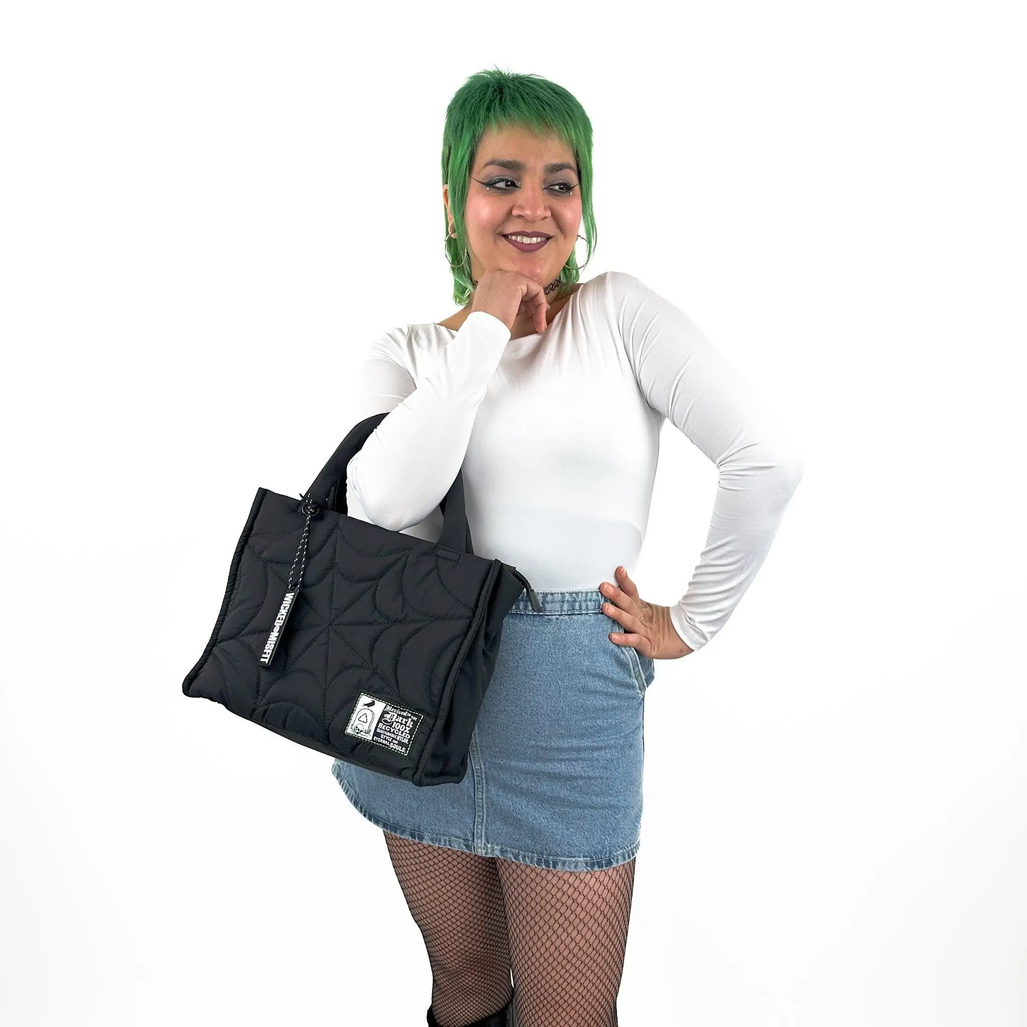 Recycled Nylon Spiderweb Puff Tote Bag by Wicked Misfit