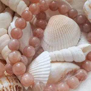 Peach Moonstone Women's Natural Crystal Bracelet 8mm Beads Durable & Unique Jewelry for Daily Wear