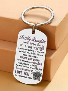 To My Daughter Keychain, Letter Pattern Keychain for Daughter, Birthday Gift for Daughter Adult, Love Keychain Gift for Daughter, Pendant Keychain