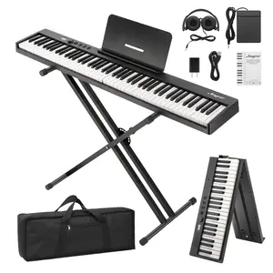 GARVEE 88-Key Folding Piano Keyboard: Portable Full-Size Digital Piano with Stand, Sustain Pedal, Headphones, Handbag, Bluetooth, and USB MIDI - Perfect for Beginners and Adults