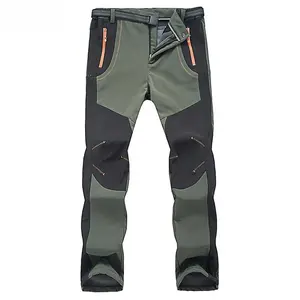 Men's High-Waisted Cuffed Joggers Waterproof Fleece-Lined Outdoor Pants with Belt for Snow Ski Hiking Camping Ice Fishing Softshell Thermal Design