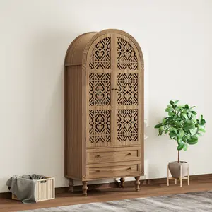 70.28" Tall Hollow Kitchen Pantry, Hollow Storage Display Cabinet with 2 Drawers & Adjustable Shelves, Hollow Door Versatile Storage Cabinet for Kitchen, Dining Room, Living Room