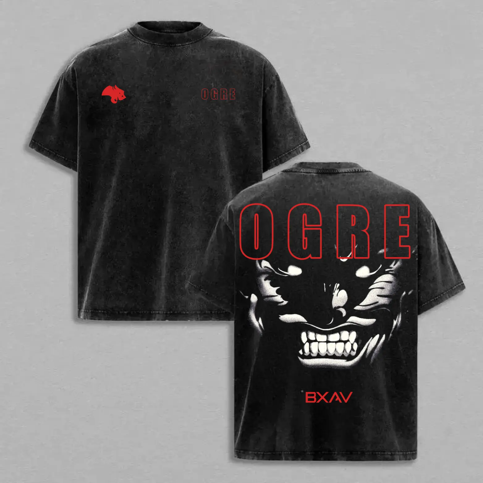 Washed Cotton Graphic T-Shirt for Men, a Relaxed Fit Streetwear Top with a Round Neck and Short Sleeves, Shortsleeve, Casual, Menswear, Stylish, Tee, Ogre X Bxav Design, Tshirt, Basic, Bold Graphic Black Outfit, Logan Collab, Washed Finish, Crew Neck