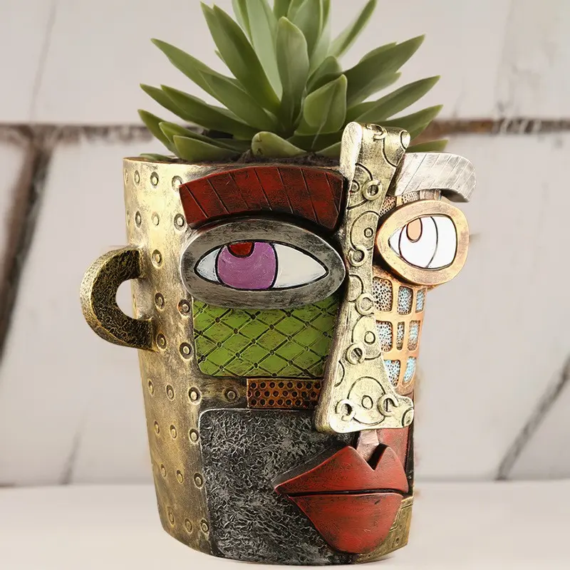 Colorful Face Art Resin Plant Pot, Abstract Face Head Inspired Creative  Planter, Modern Sculpture Art for Succulent Plants, Resin Flower Pot,  Decorative - TikTok Shop
