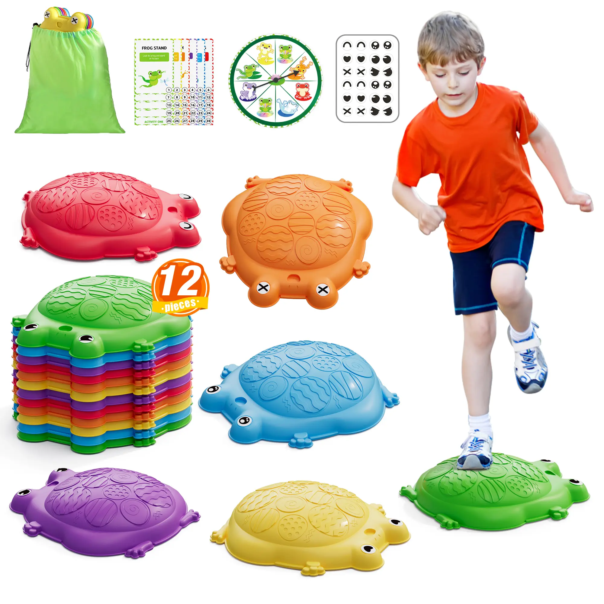 Stepping Stones for Kids, 8/12PCS Non-Slip Balance Steps Stones for Toddler 1-3, Obstacle Courses Sensory Toys, Coordination Game Gift for Boys Girls Indoor Outdoor Play Ages 3-5