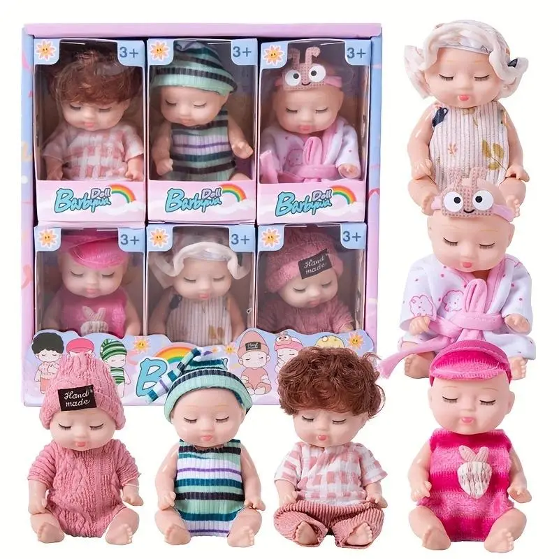 Simulation Mini Doll with Accessories, 6 Counts/set Cute Fashion Clothes Doll, Ideal Gift for Kids, Doll's Accessories, Cute Dolls, Soft Dolls