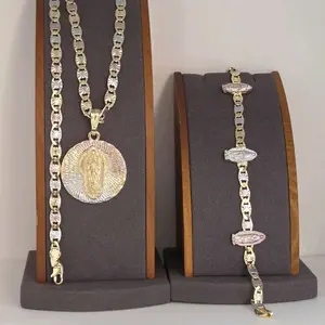 VIRGIN MARY beautiful set religious style necklace with bracelet three colors Gold-plated fancy the perfect gift