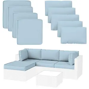 9 Pack Cushion Covers Furniture Cushion Slipcovers Waterproof with Zipper for 5 Pcs Furniture Set, Covers Only, Sky Blue