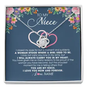 Personalized To My Niece Necklace From Aunt Auntie Uncle I Love You Now And Forever Jewelry For Niece Birthday Graduation Christmas Customized Message Card, Necklace Gift Box Included, Perfect for Birthday Anniversary Valentine Graduation Gift Idea
