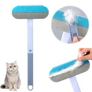 (Extended version) Reusable Pet Hair Remover Brush - MultiFunctional Lint Cleaner for Dog & Cat Hair, Extra-Long Handle, Washable Grooming Tool for Furniture, Clothes, Bedding, Sofa, Carpets & Window Screens fur removal tool broom Self-Cleaning