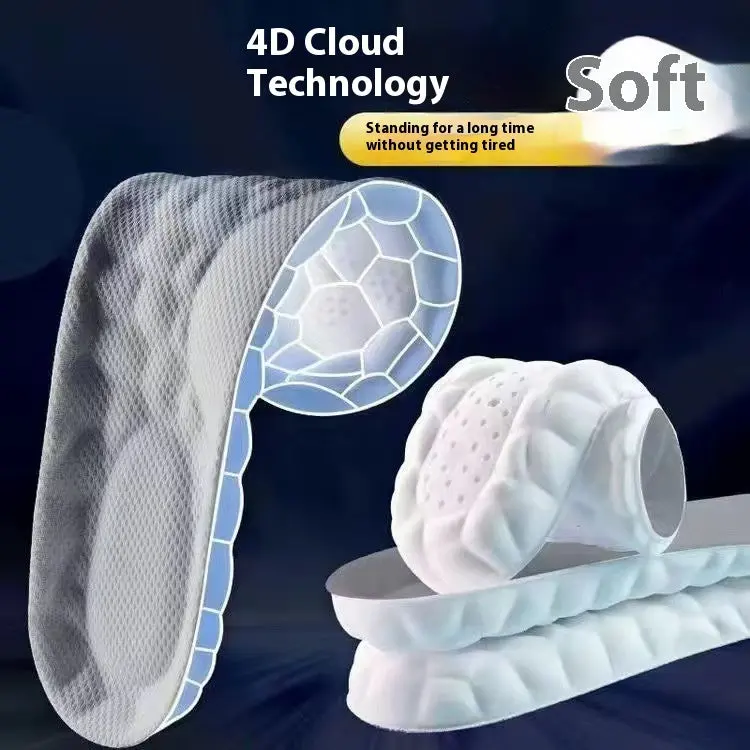 Oceanfront™ CloudStep Arch Insoles - 4D Honeycomb Cradle, Shock-Absorbing, Customizable Athletic Insoles for Travel & Training, Mesh Shoe Compatible, All Seasons Use