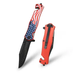 Snake Eye Tactical "God Bless America" Folding Pocket Knife, 3-in-1 Survival Knife SE-893