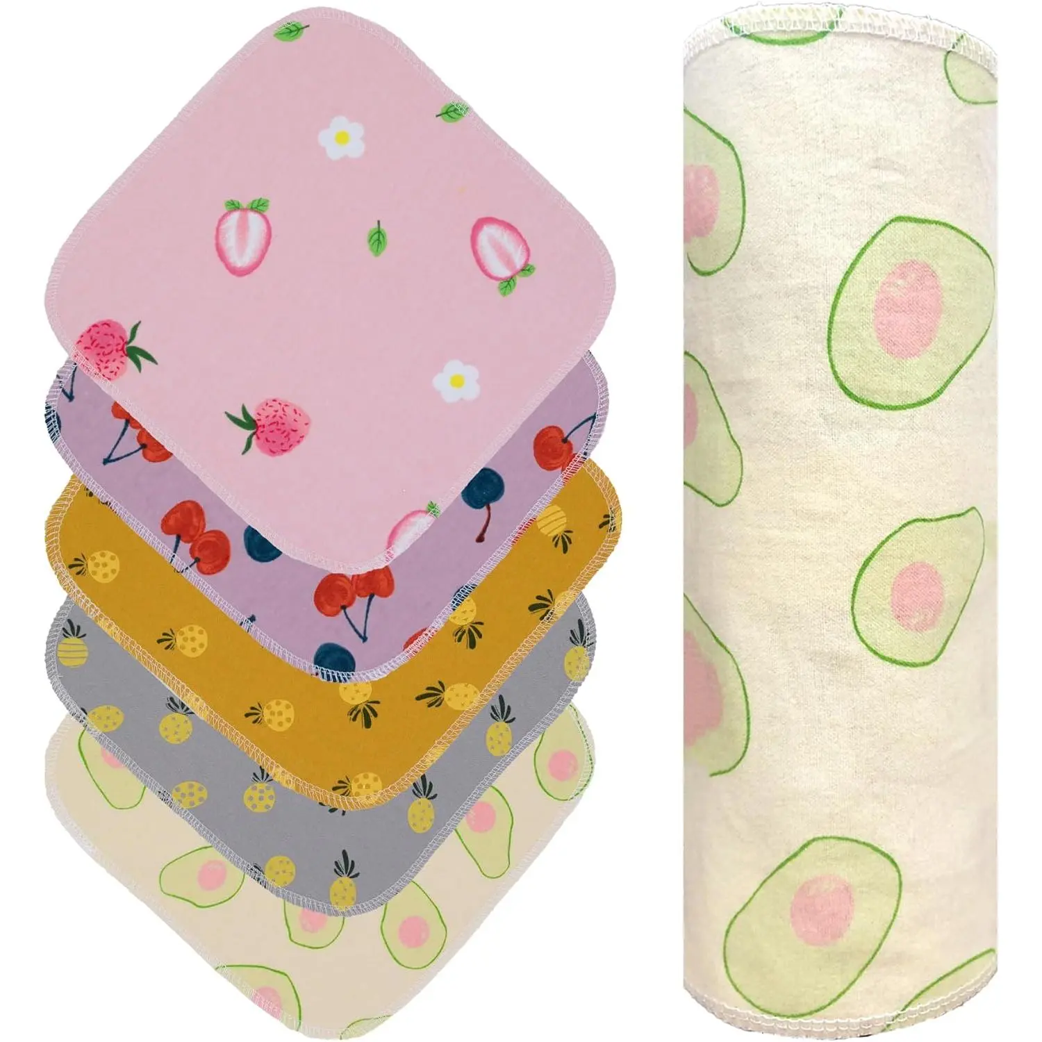 Eco-Friendly Reusable Flannel Wipes - 2-Ply Super Absorbent Washable Kitchen Cloth, 25-Pack 10"x10" Rolling Design with Cardboard Core for Home Cleaning Home Care Supplies