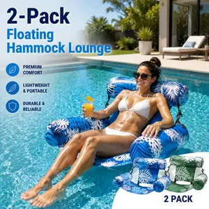 2 Pack Inflatable Pool Floating Chair with Backrest, Adult Water Hammock Lounger Float, Versatile Foldable Swimming Pool Seat Floaties, Lightweight Water Raft for Lake Beach Outdoor Summer Water Activities