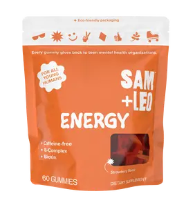 SAM+LEO Energy Gummies, Strawberry Flavor