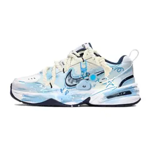 Nike Air Monarch 4 Custom Sneakers: Deconstructed Vintage Style, Slip-Resistant, Low-Top Dad Shoes for Men and Women in Light Blue Trending Shoes, House White Official Shoes to Get / Maison Mihara