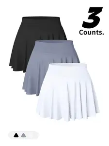 Women's Solid Color 2 in 1 High Waist Sports Skort, Sporty Breathable Skorts, Casual Comfy Breathable Skort for Tennis Golf, Ladies Sportswear for All Seasons