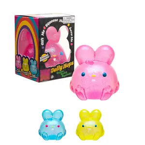 3 Colors Soft Candy Bunny Toy with Jelly Filling, Sensory Stress Relief, Easter Basket Stuffer, Perfect Gift for Kids