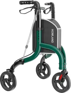 3 Wheel Walkers for Seniors, Foldable Wheeled Rollator with Cane Hold and Cup Hold, Lightweight Three Wheel Rolling Walker Height Adjustable for Seniors