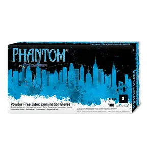 Adenna PHM912 Phantom 6 Mil Powder-Free Latex Gloves, Medical Grade, Black, Box of 100