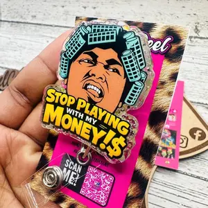 Playing with Money  Hospital ID Healthcare Worker Lab Nurse Xray Pharmacy Reg  Glitter Acrylic Badge Clip Nurse Badge Reel