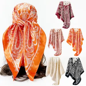 Women's Unisex 90cm Square Scarf, Classic Paisley Print Fashion Accessory, Versatile Head Bandana
