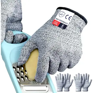 Cutting Gloves, 2 Pairs Cut Resistant Gloves, Cut Proof Gloves Kitchen, Cutting Gloves for Chef, Cut Gloves, Grey