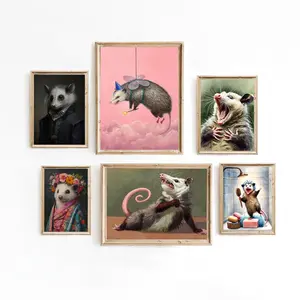 Chic Opossum Poster, Versatile Wall Art for Home, Cafe - No Electricity Needed, Easy Attachment - Ideal for Christmas, Thanksgiving, New Year, Valentine'S Day Decorations