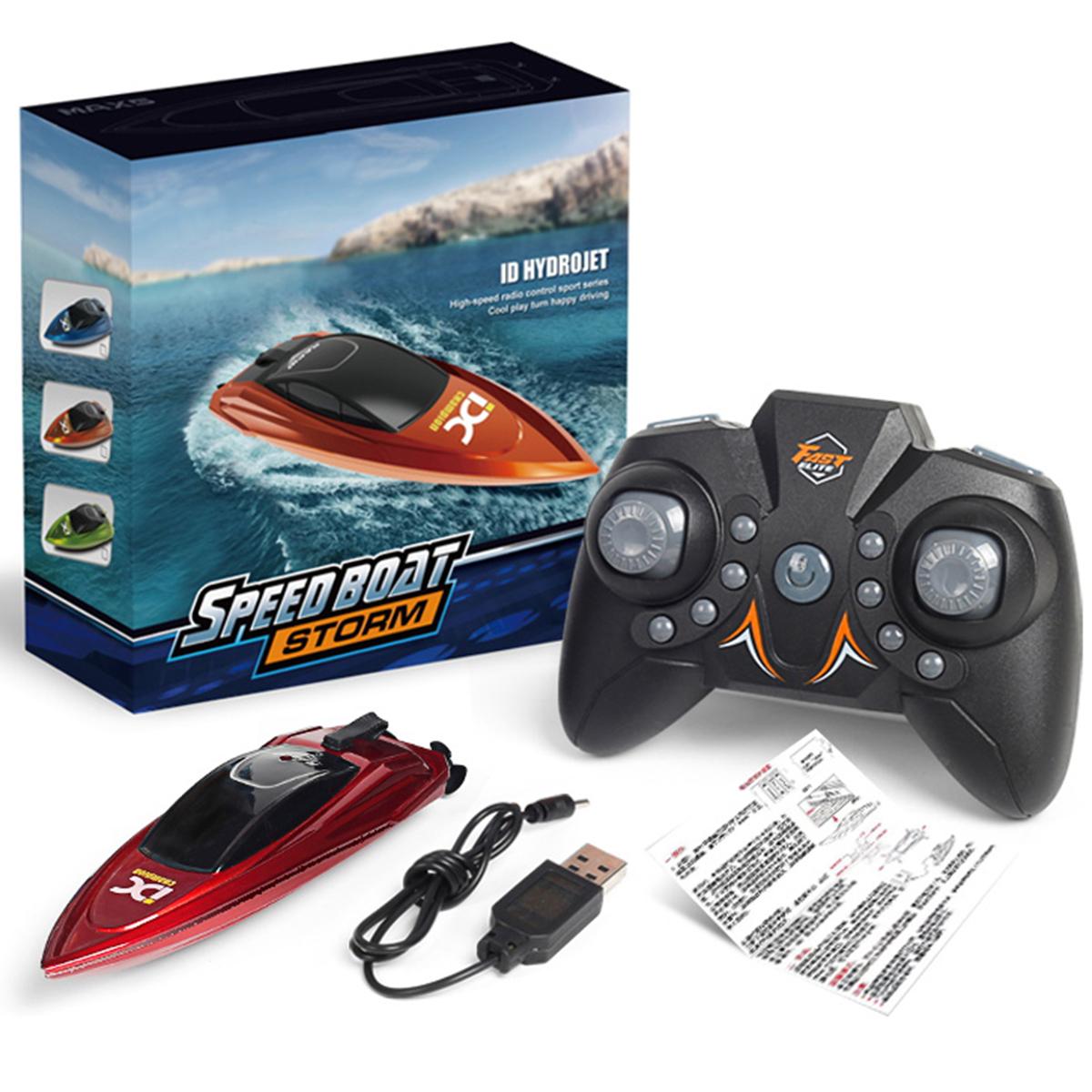 RC Boat for Kids 2.4GHz 8 km/h High Speed RC Boat Electric Racing Boat Waterproof 500mAh USB Rechargeable RC Boat Toy Ship Summer Water Toy Gift for Kids Adults