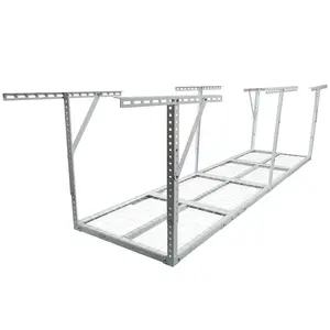 2x8FT 3x8FT 4x8FT Overhead Garage Storage Rack Adjustable Heavy Duty Metal Ceiling Racks 450lbs Capacity White