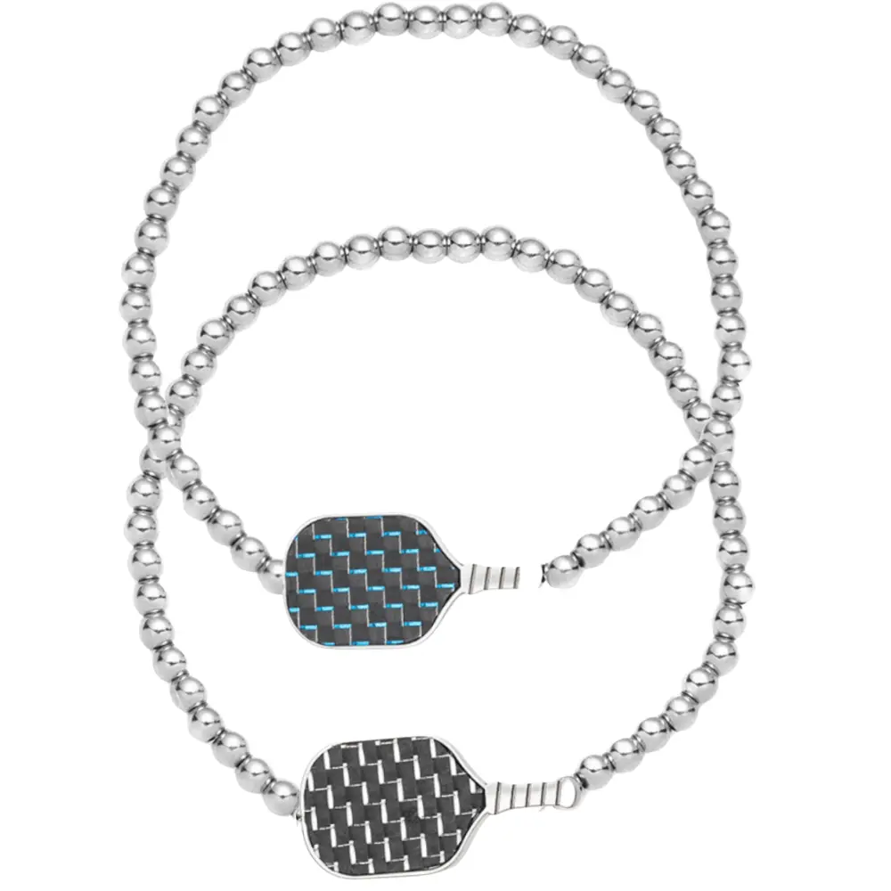 Pickleball Carbon Fiber Beaded Bracelet for Pickleball Players