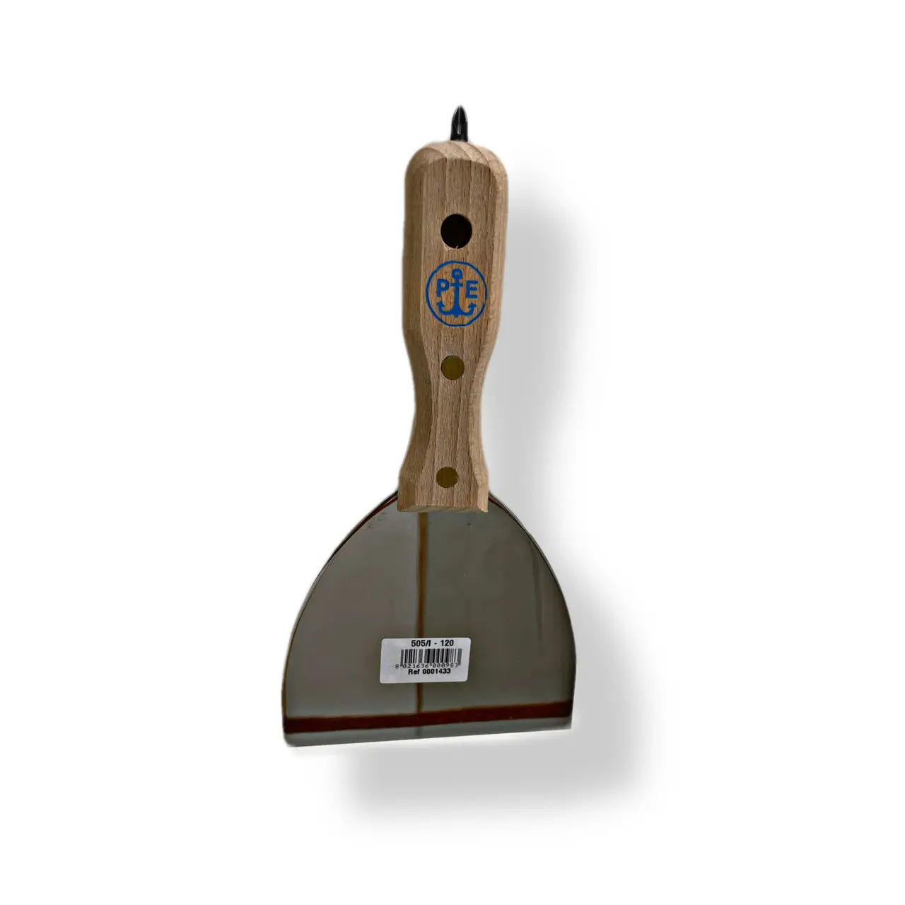 Pavan 505/I Stainless Steel Spatula with 0.6mm Flexible Blade & Wooden Handle for Plasterboard Application