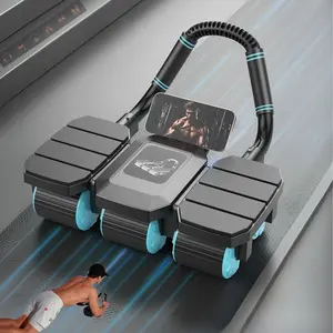 2025 New 6 Wheels Ab Roller with Knee Mat, 1 Count Automatic Rebound Abdominal Exercise Roller with Elbow Sustain, Abdominal Workout Machine for Women & Men