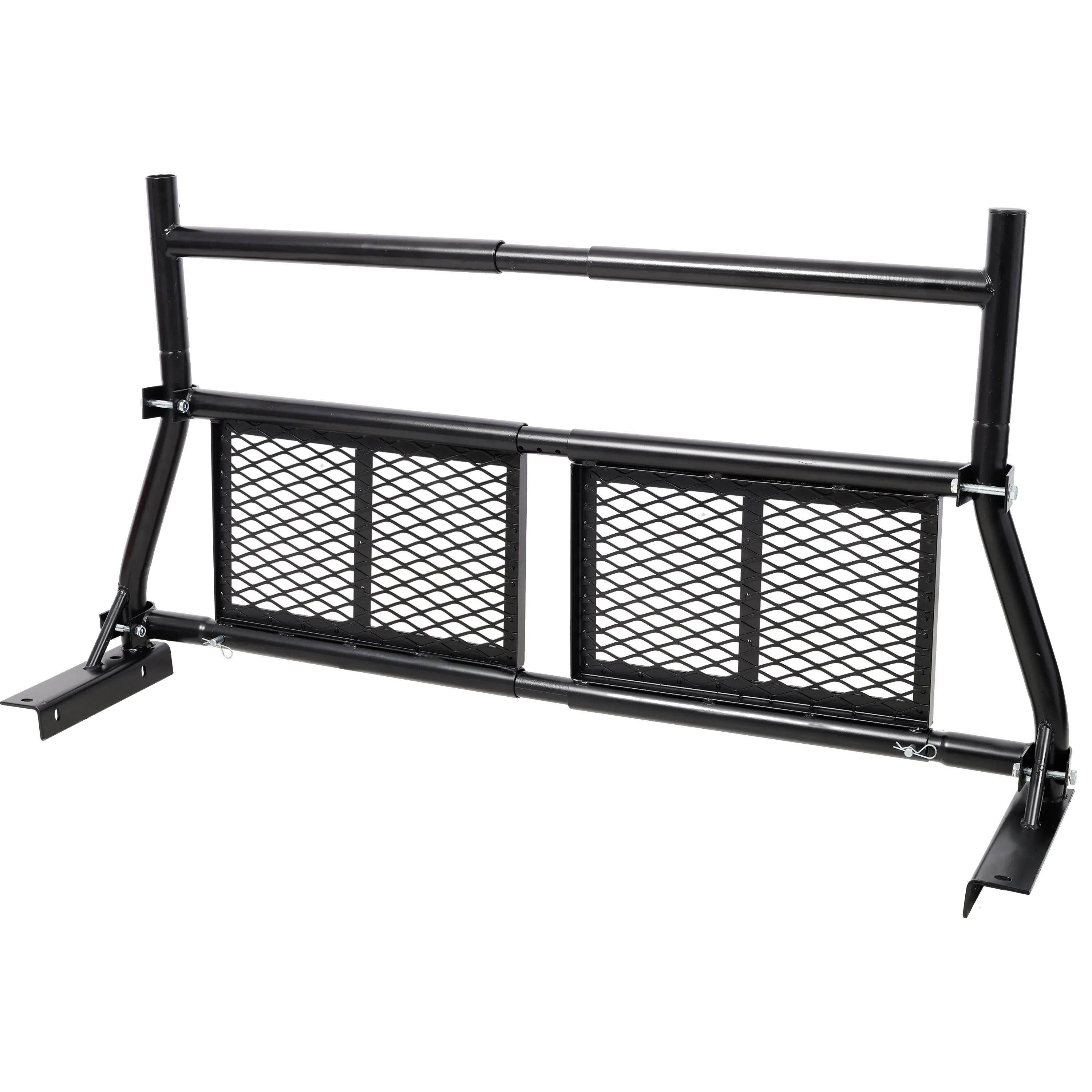 Black Heavy-Duty Steel Width Adjustable Mesh Headache Rack for Pickup Trucks, 57"-68" Universal Fit Mesh Barrier, Corrosion-Resistant Window Protect Tool, Customizable Cargo Secure Transport, Easy Setup, Long-Lasting