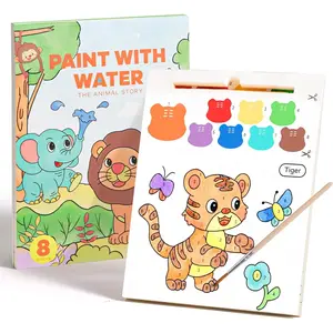 Paint with Water Books for Toddlers, Mess Free Watercolor Painting Activity for Kids Ages 1-3, 2-4, 4-6, Art Craft Coloring Gift with Brush, Airplane Travel Activities for Toddlers, Animals
